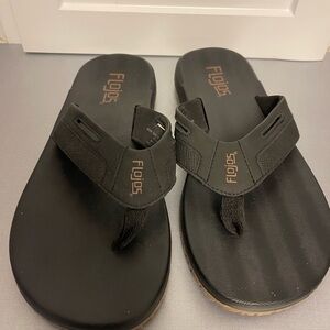 Flojos -  Men's Black Flip Flop Thongs Memory Foam Comfort Sandals Sz 9